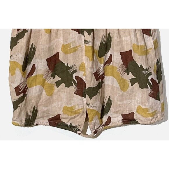 BACI 100% Linen Beige Printed Roll Tab Sleeve Boho Hooded Jacket - ITALY - Picture 6 of 9